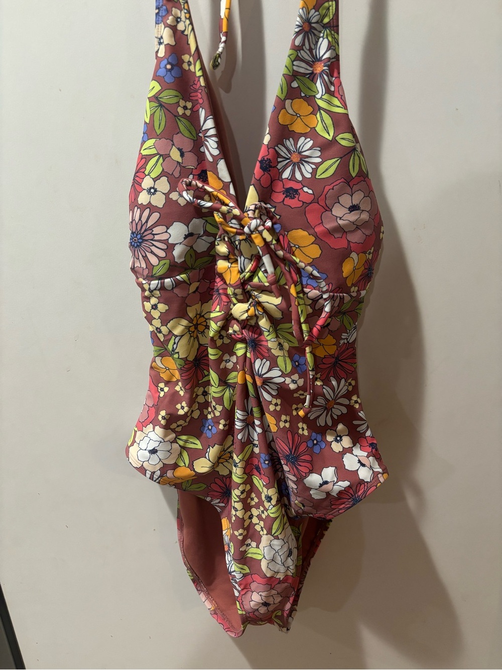NWOT Adore Me Evangeline Floral Lace Up One Piece Swimsuit